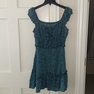 Green polka dot dress